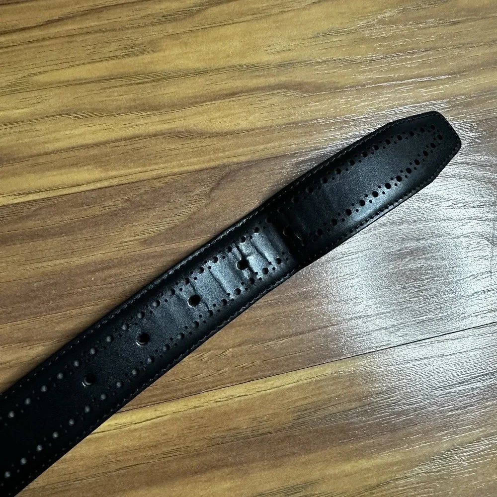 Allen Edmonds Black Leather Belt Mens 34/86 Italian Calfskin Made in USA 74011